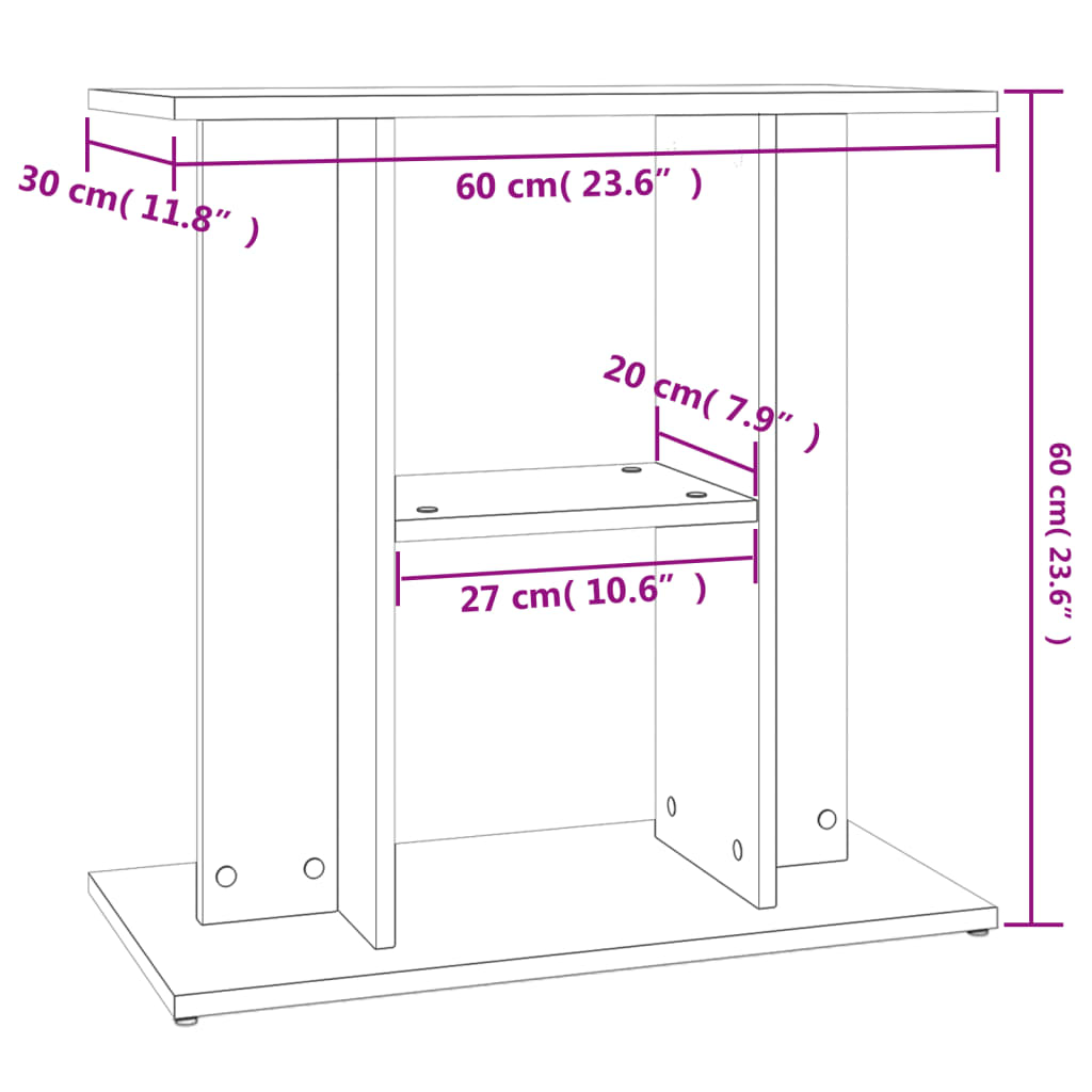 Aquariumständer Grau Sonoma 60 x 30 x 60 cm Holzwerkstoff