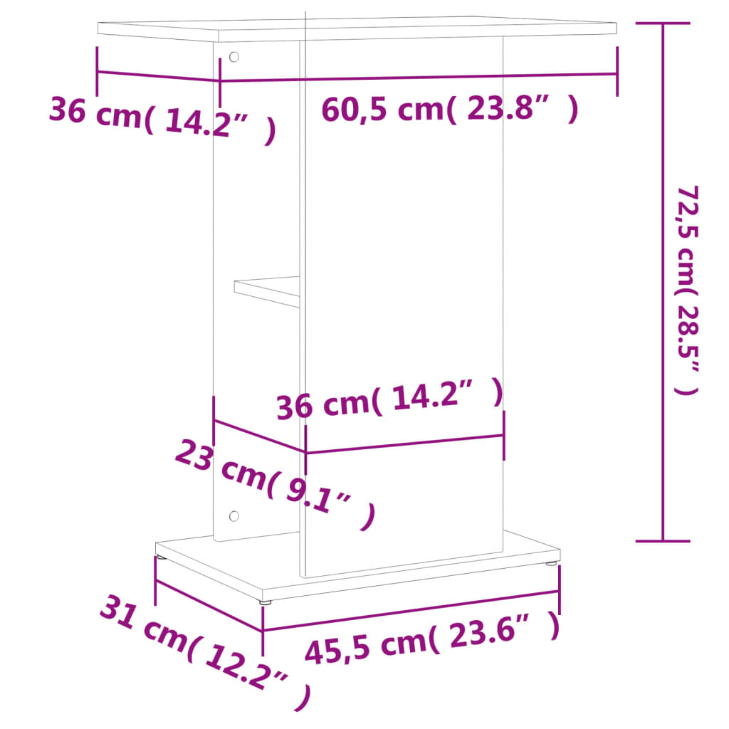 Aquariumständer Sonoma-Eiche 60,5 x 36 x 72,5 cm Holzwerkstoff