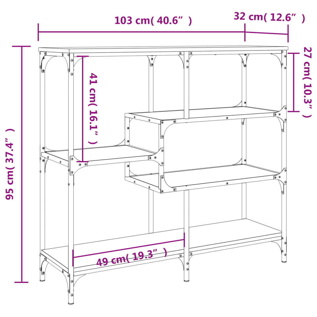 Konsolentisch Räuchereiche 103x32x95 cm Holzwerkstoff