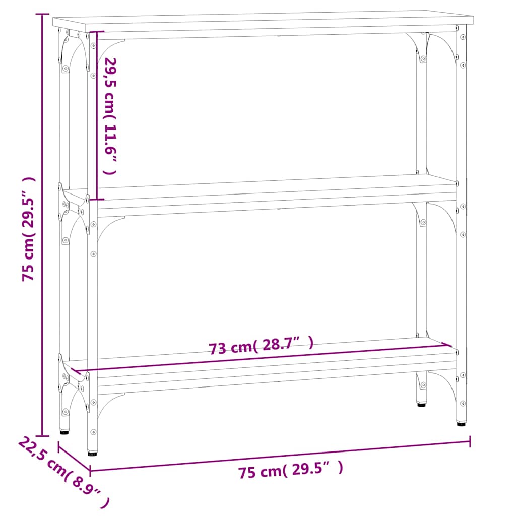 Konsolentisch Schwarz 75x22,5x75 cm Holzwerkstoff