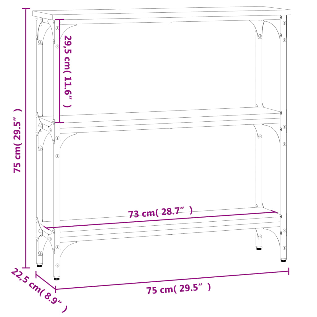 Konsolentisch Grau Sonoma 75x22,5x75 cm Holzwerkstoff