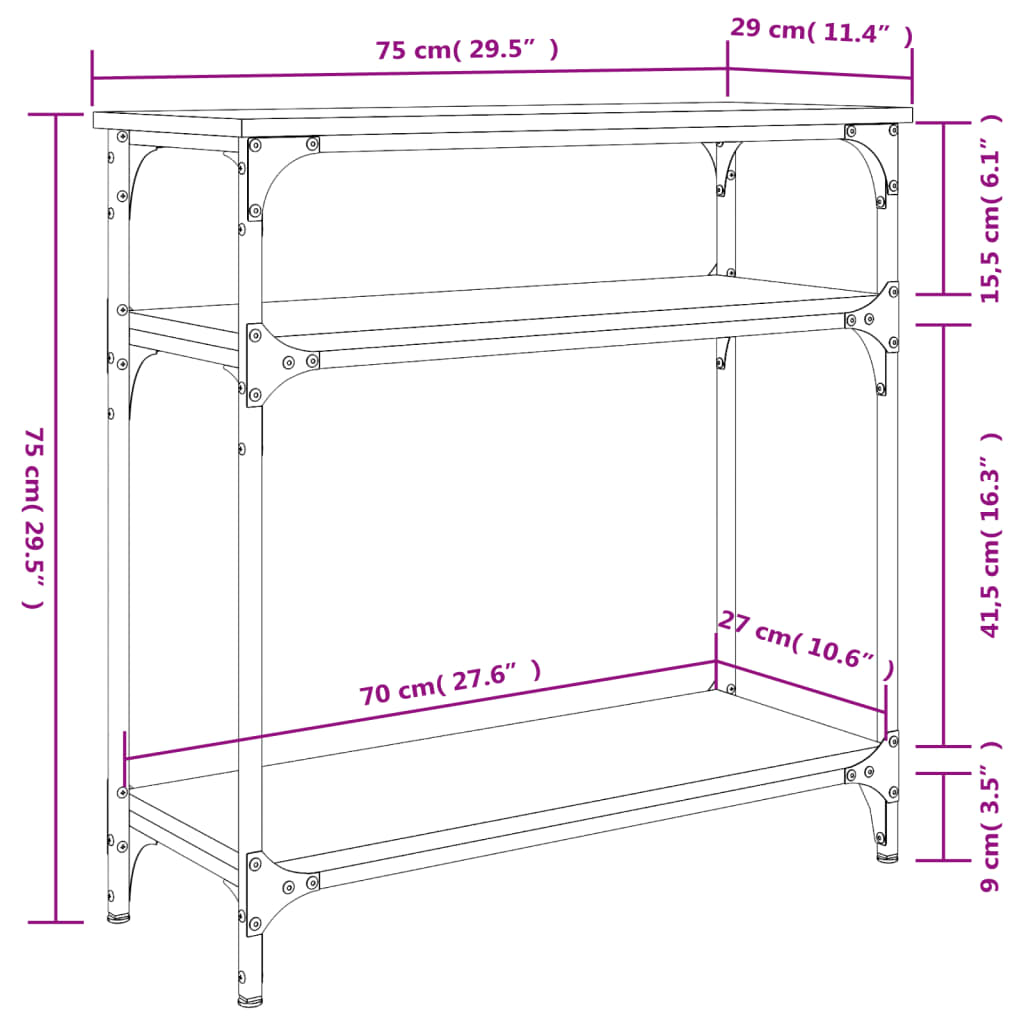 Konsolentisch Schwarz 75x29x75 cm Holzwerkstoff