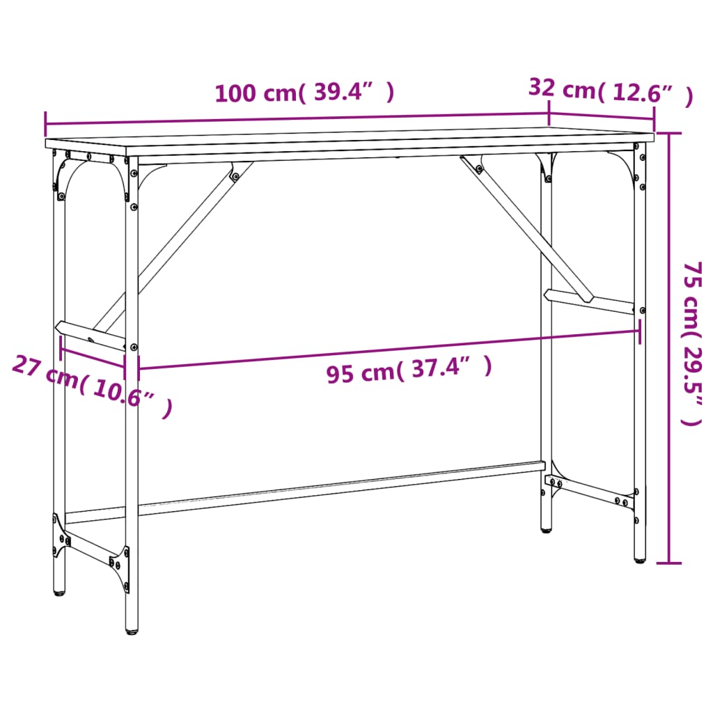 Konsolentisch Grau Sonoma 100x32x75 cm Holzwerkstoff