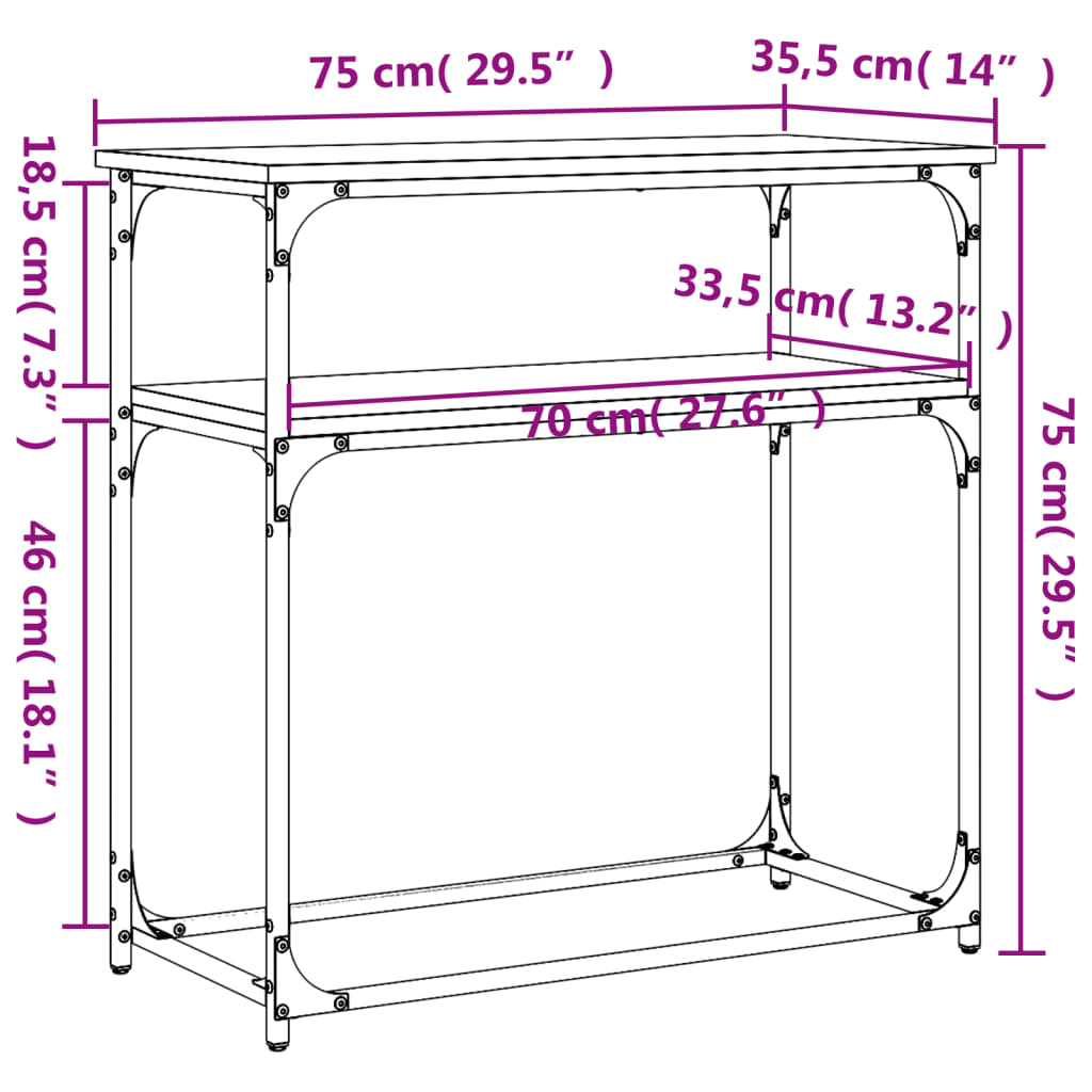 Konsolentisch Grau Sonoma 75x35,5x75 cm Holzwerkstoff