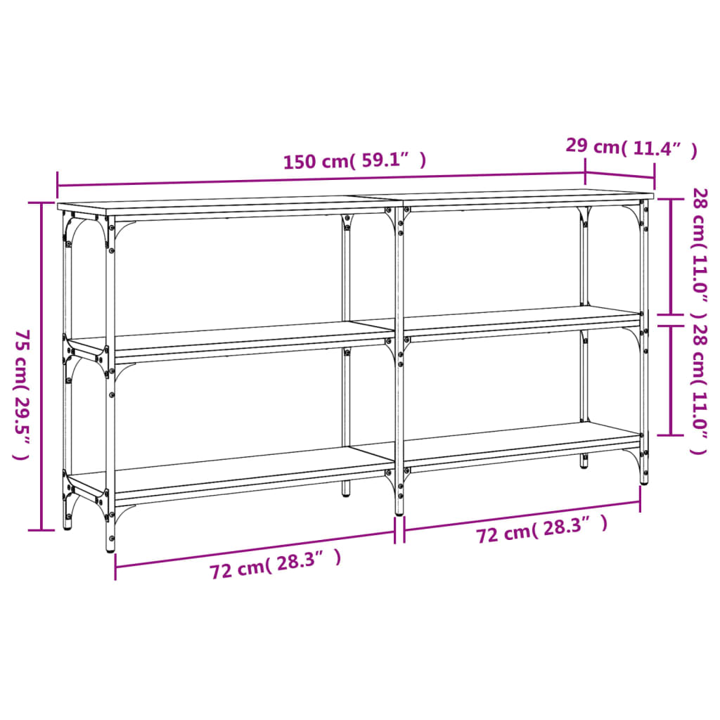 Konsolentisch Sonoma-Eiche 150x29x75 cm Holzwerkstoff