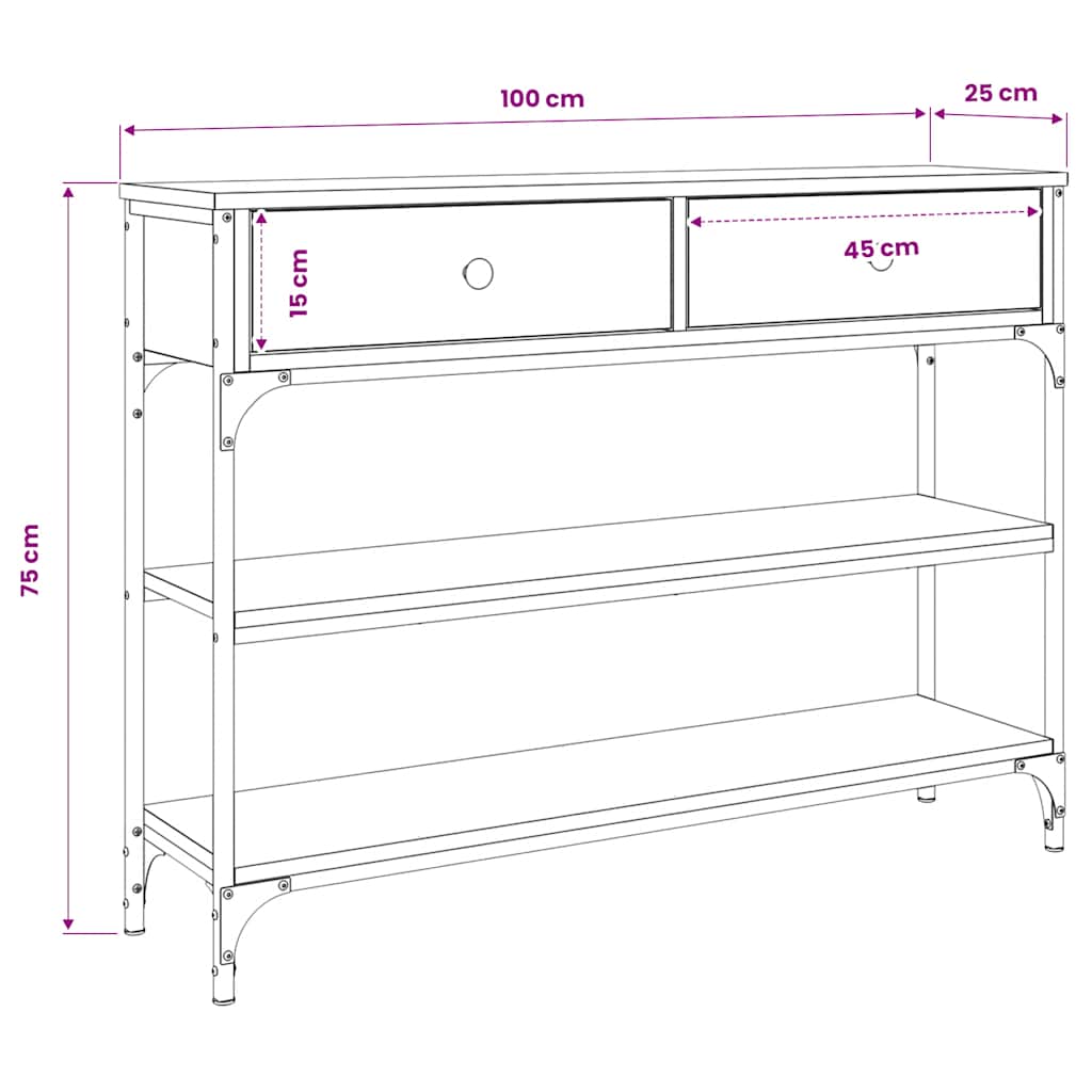 Konsolentisch Sonoma-Eiche 100x25x75 cm Holzwerkstoff