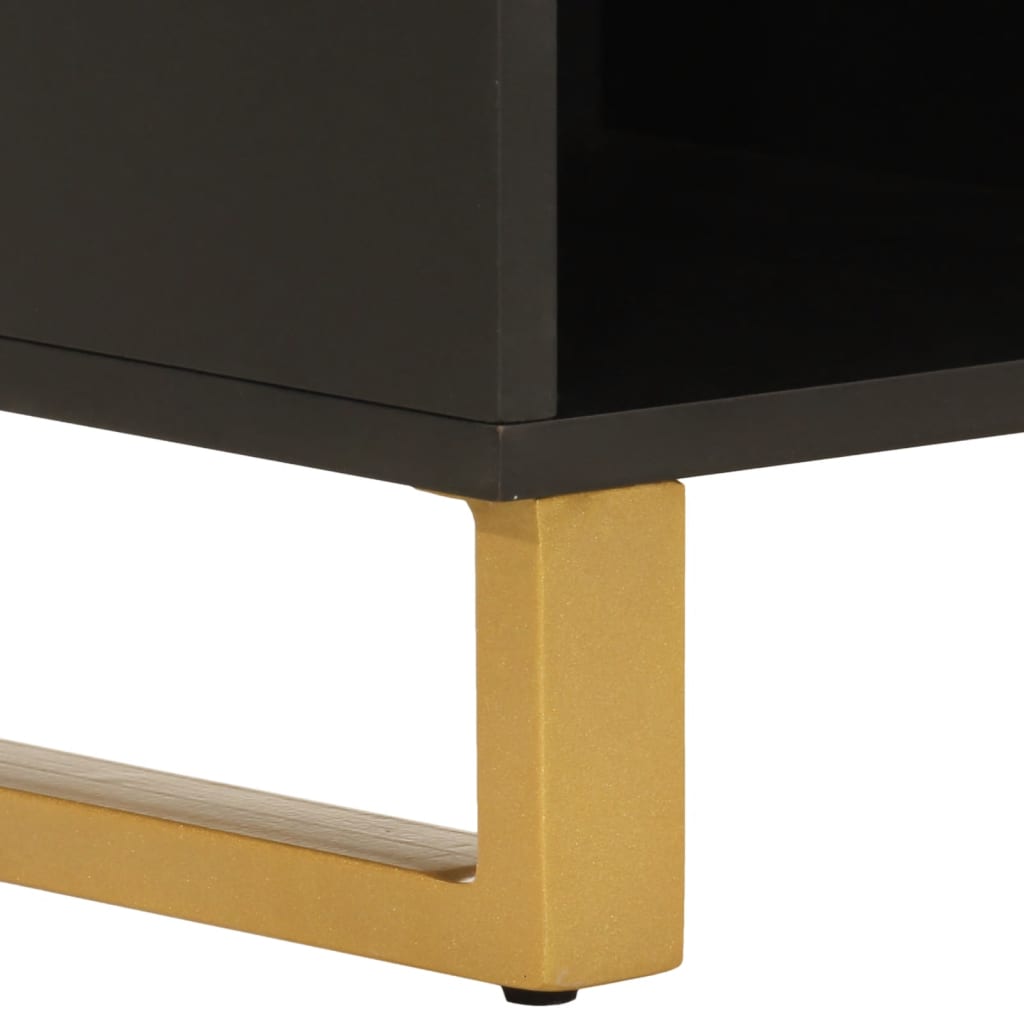TV-Schrank Braun und Schwarz 100x33,5x46 cm Massivholz Mango