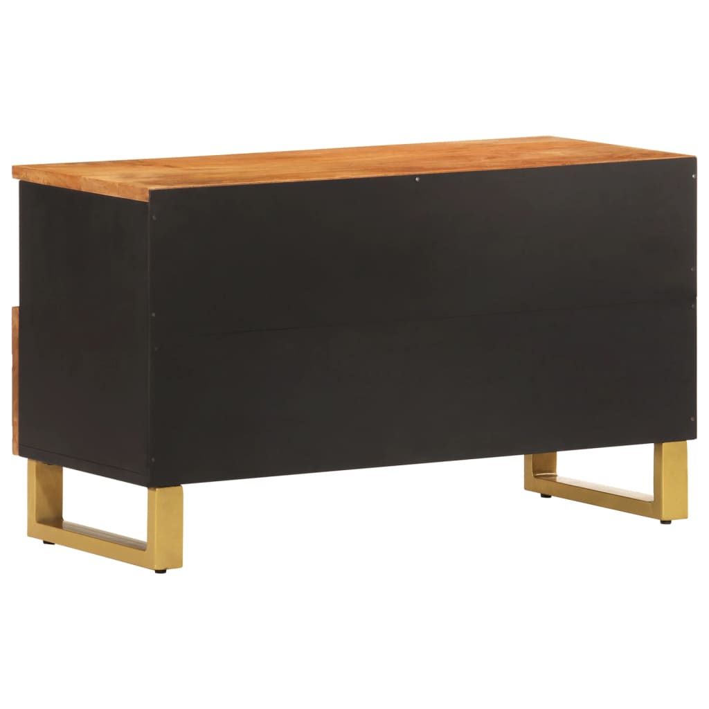 TV-Schrank Braun und Schwarz 80x33,5x46 cm Massivholz Mango