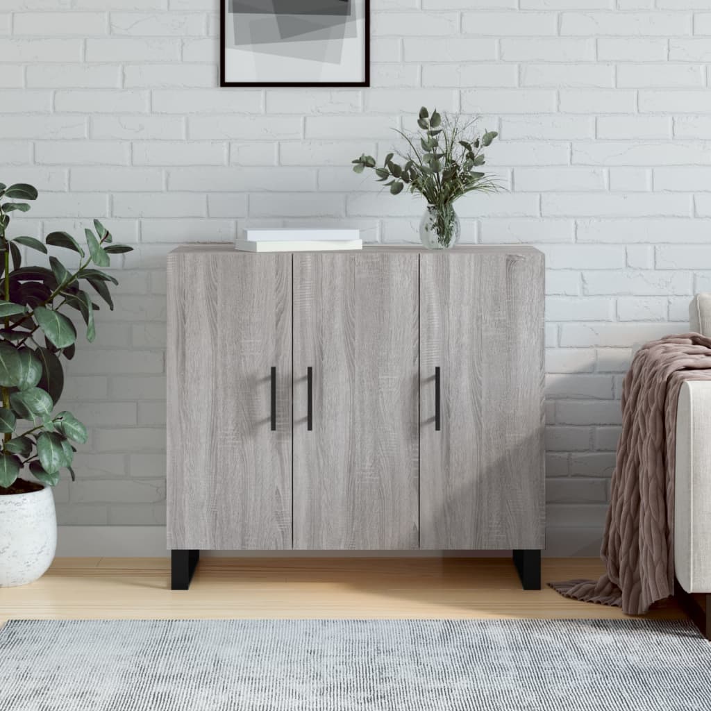 Sideboard Grau Sonoma 90x34x80 cm Holzwerkstoff