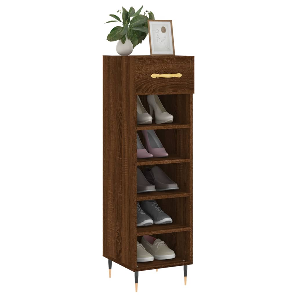 Schuhschrank Braun Eichen-Optik 30x35x105 cm Holzwerkstoff
