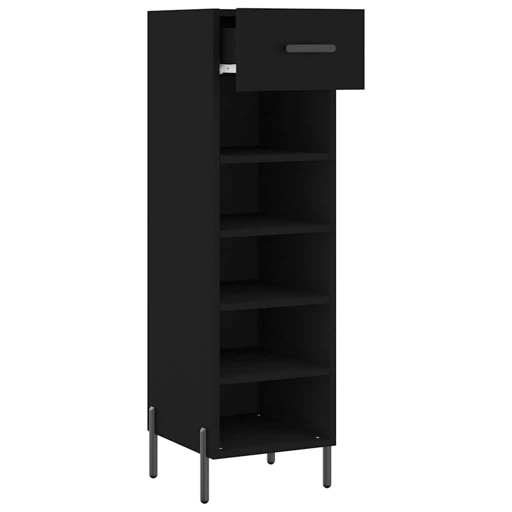 Schuhschrank Schwarz 30x35x105 cm Holzwerkstoff