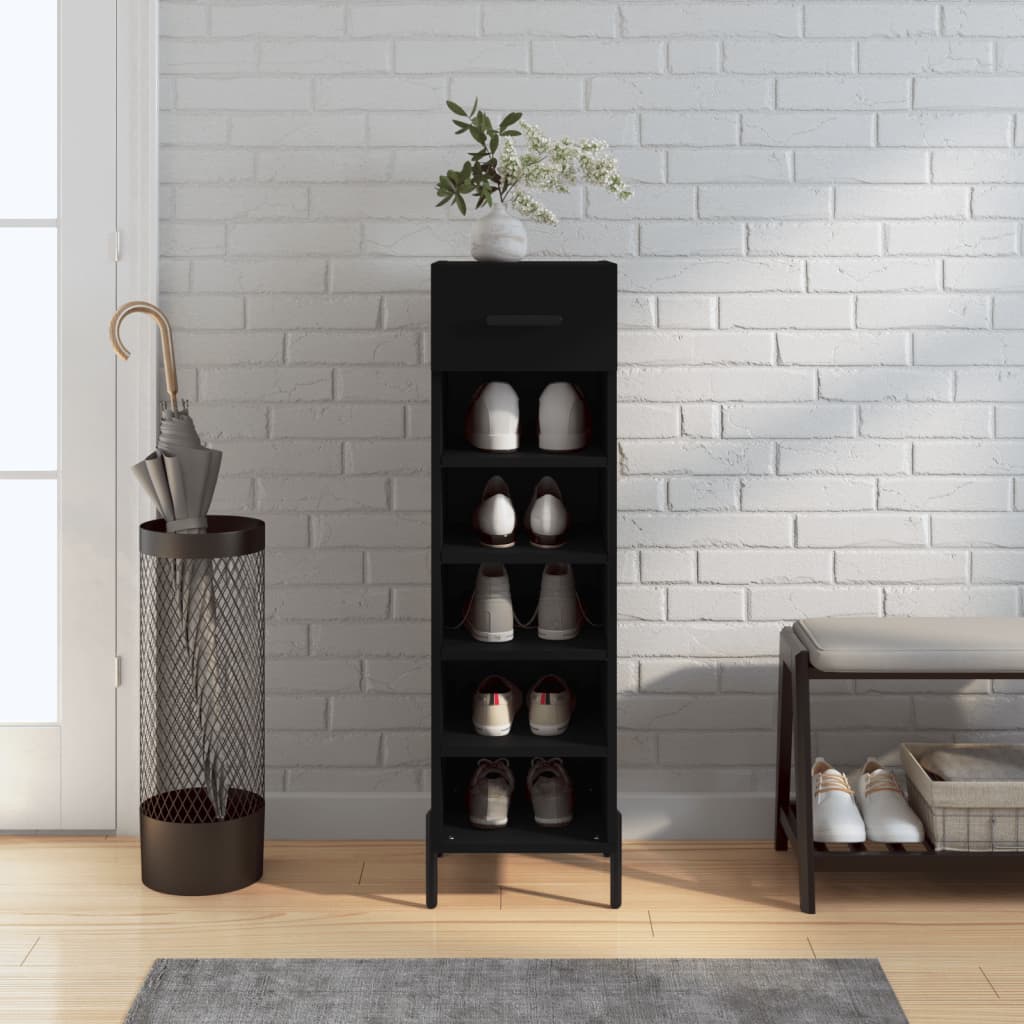 Schuhschrank Schwarz 30x35x105 cm Holzwerkstoff