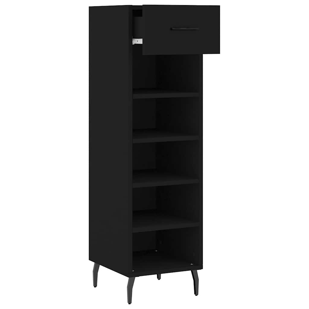 Schuhschrank Schwarz 30x35x105 cm Holzwerkstoff