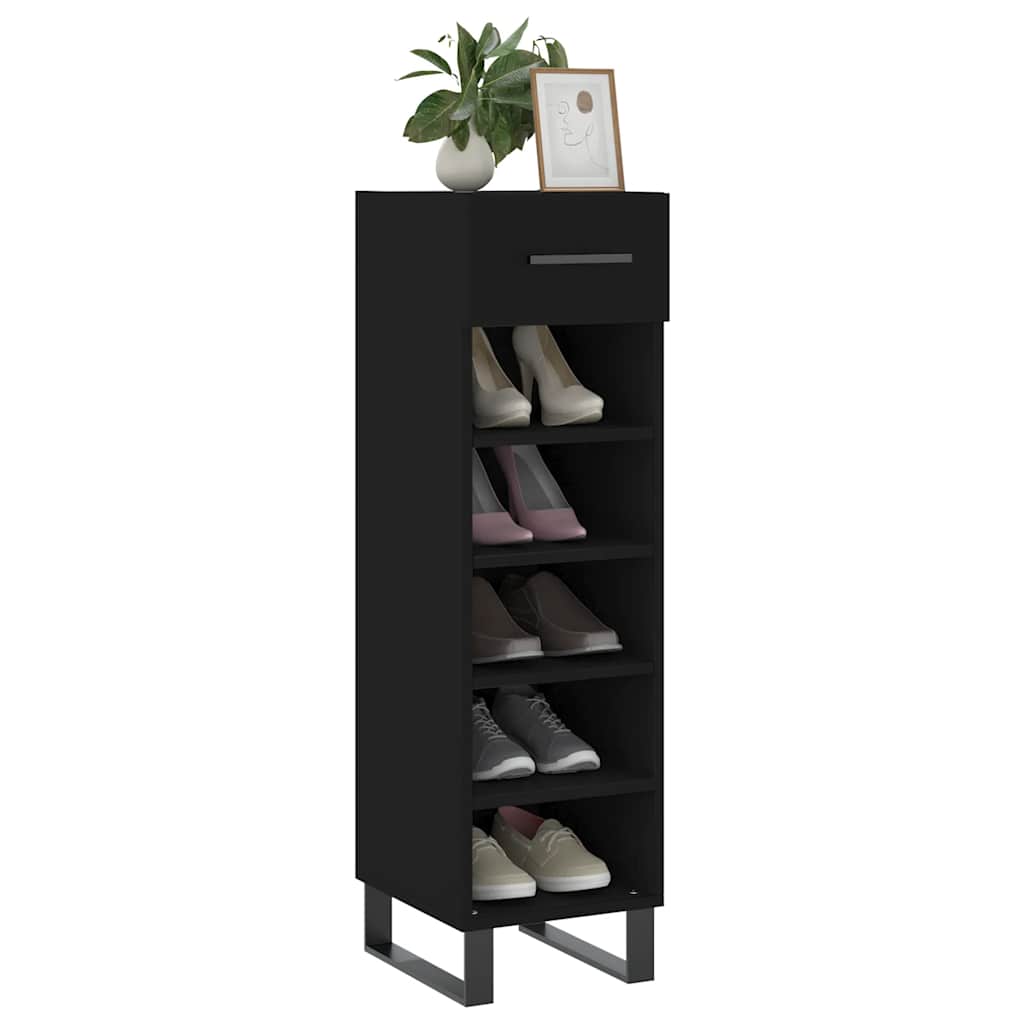 Schuhschrank Schwarz 30x35x105 cm Holzwerkstoff