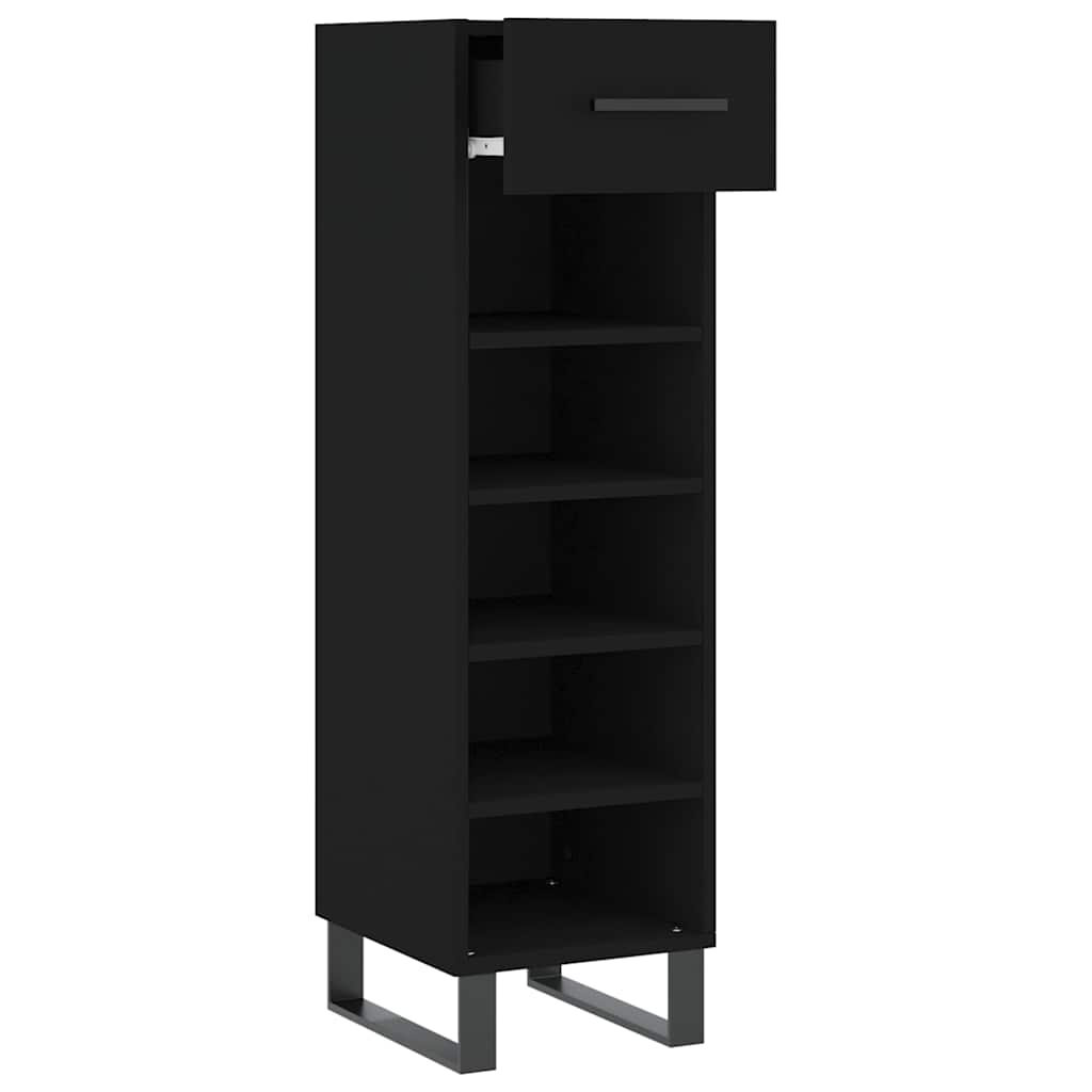 Schuhschrank Schwarz 30x35x105 cm Holzwerkstoff