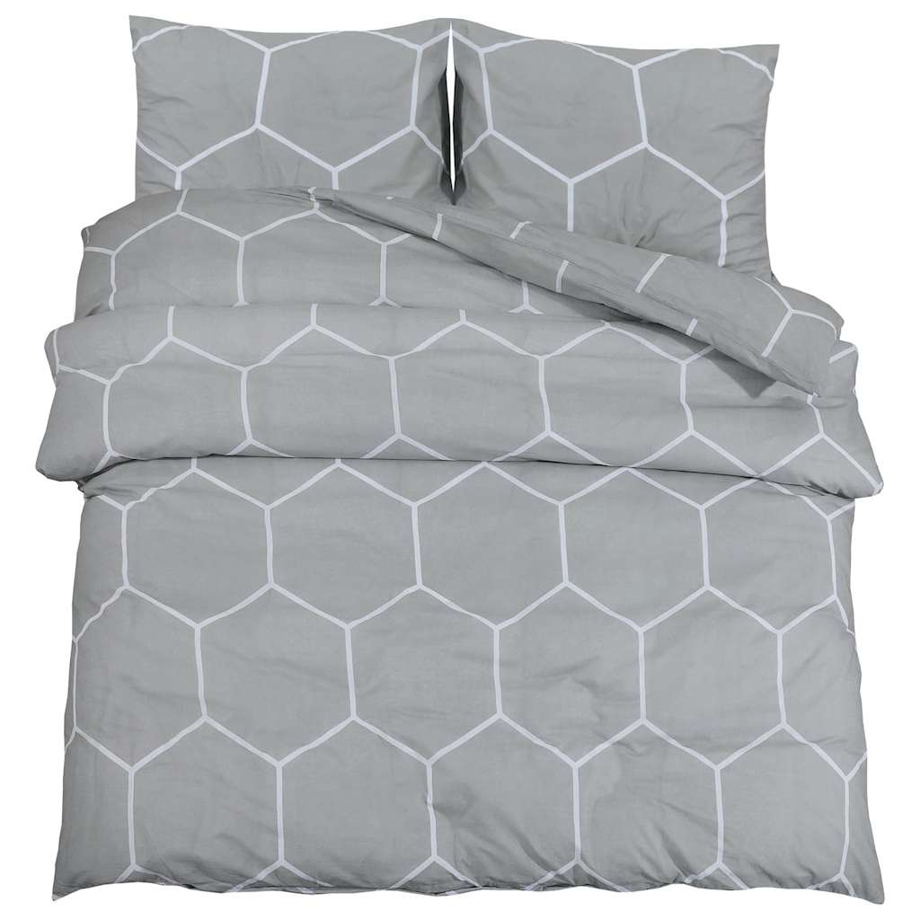Bettwäsche-Set Grau 200x220 cm Baumwolle