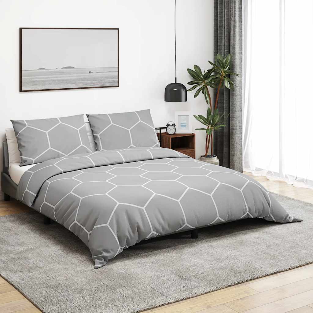 Bettwäsche-Set Grau 200x220 cm Baumwolle