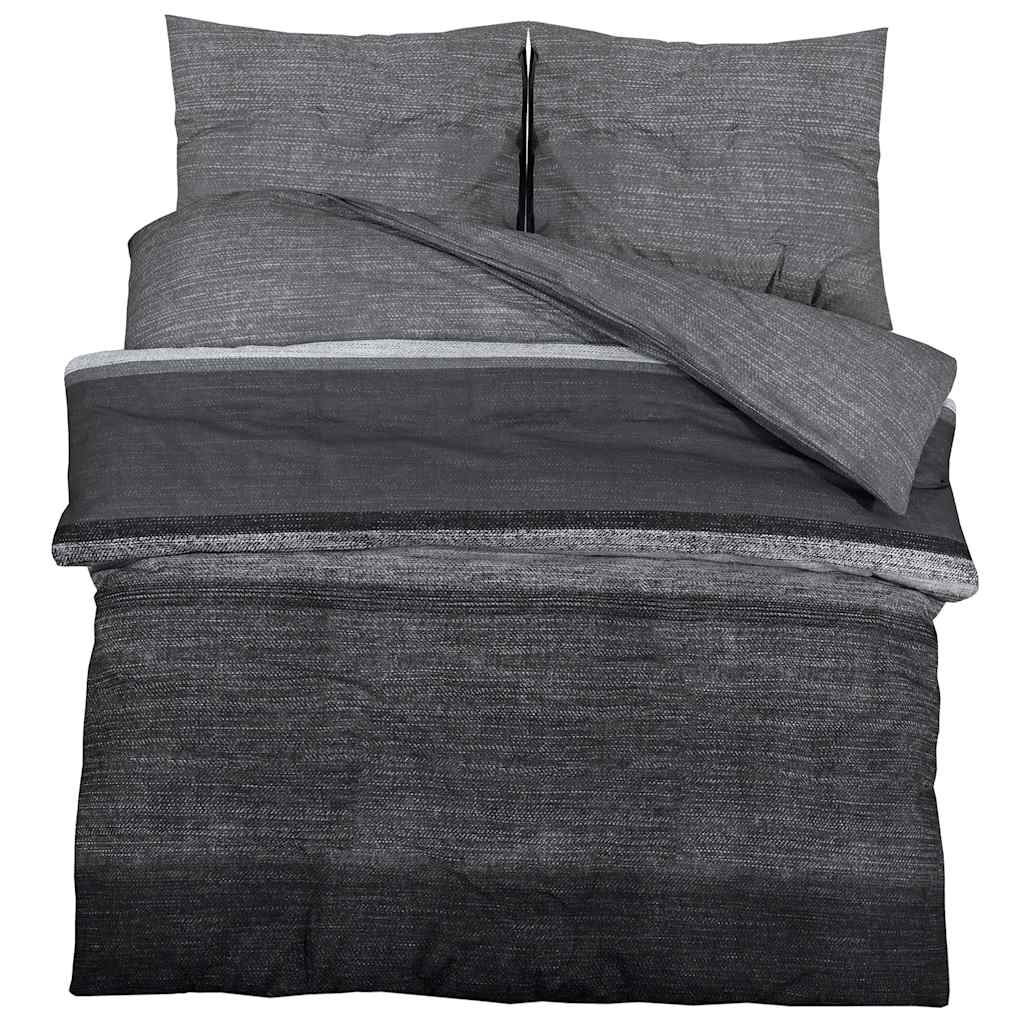 Bettwäsche-Set Dunkelgrau 155x220 cm Baumwolle