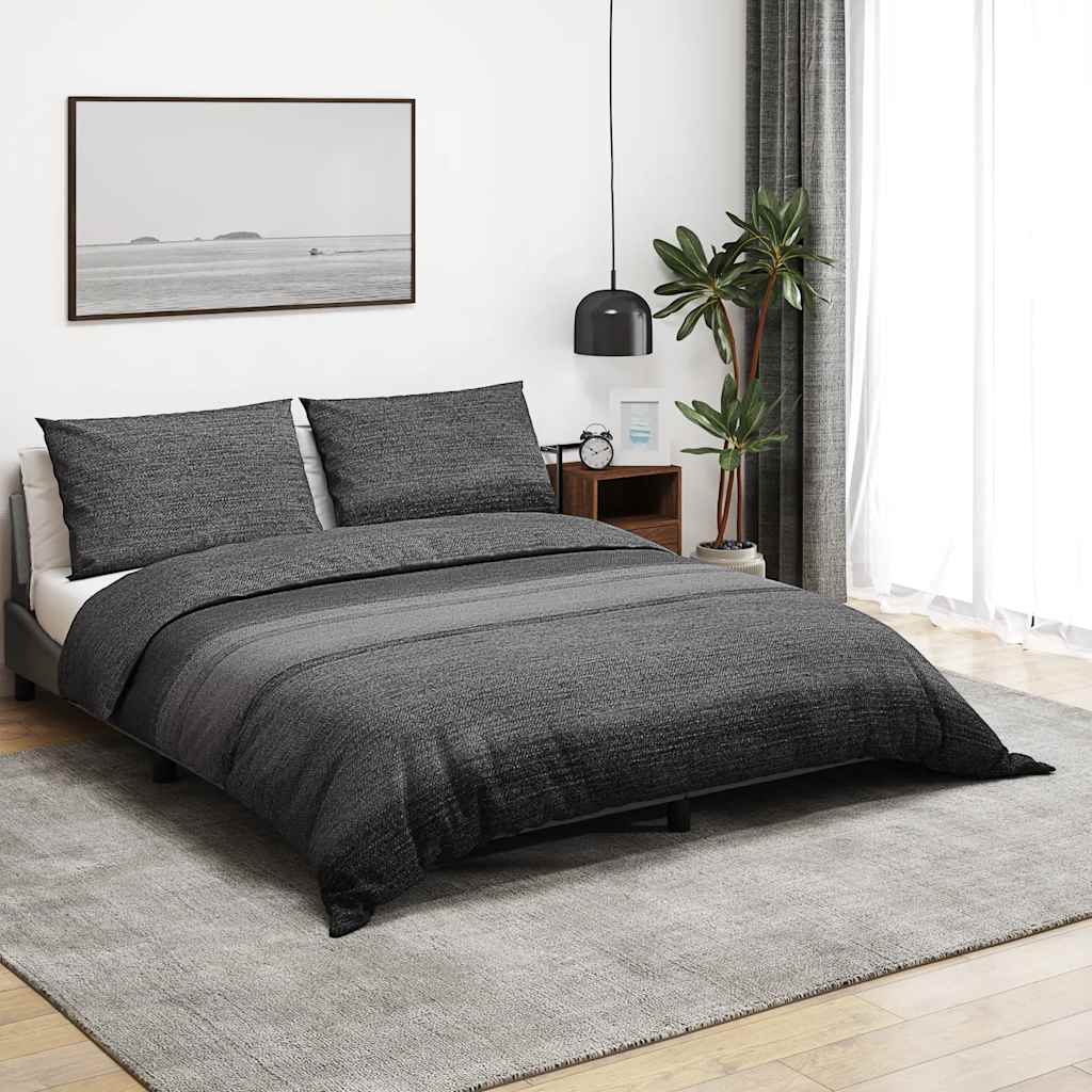 Bettwäsche-Set Dunkelgrau 155x220 cm Baumwolle