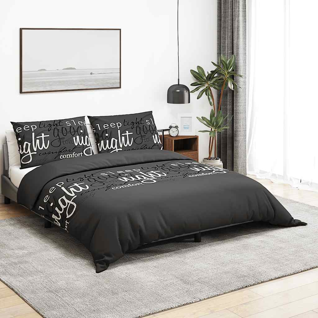 Bettwäsche-Set Schwarz 135x200 cm Baumwolle