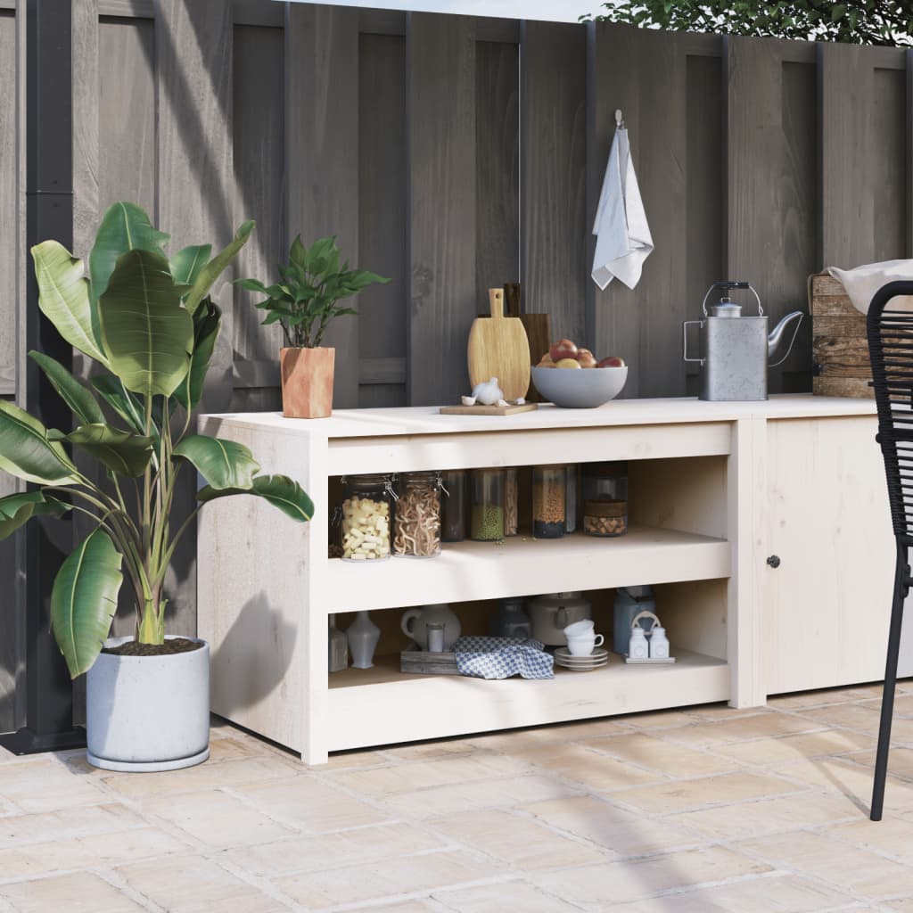 Outdoor-Küchenschrank MEPPEL Weiß 106x55x64 cm Massivholz Kiefer