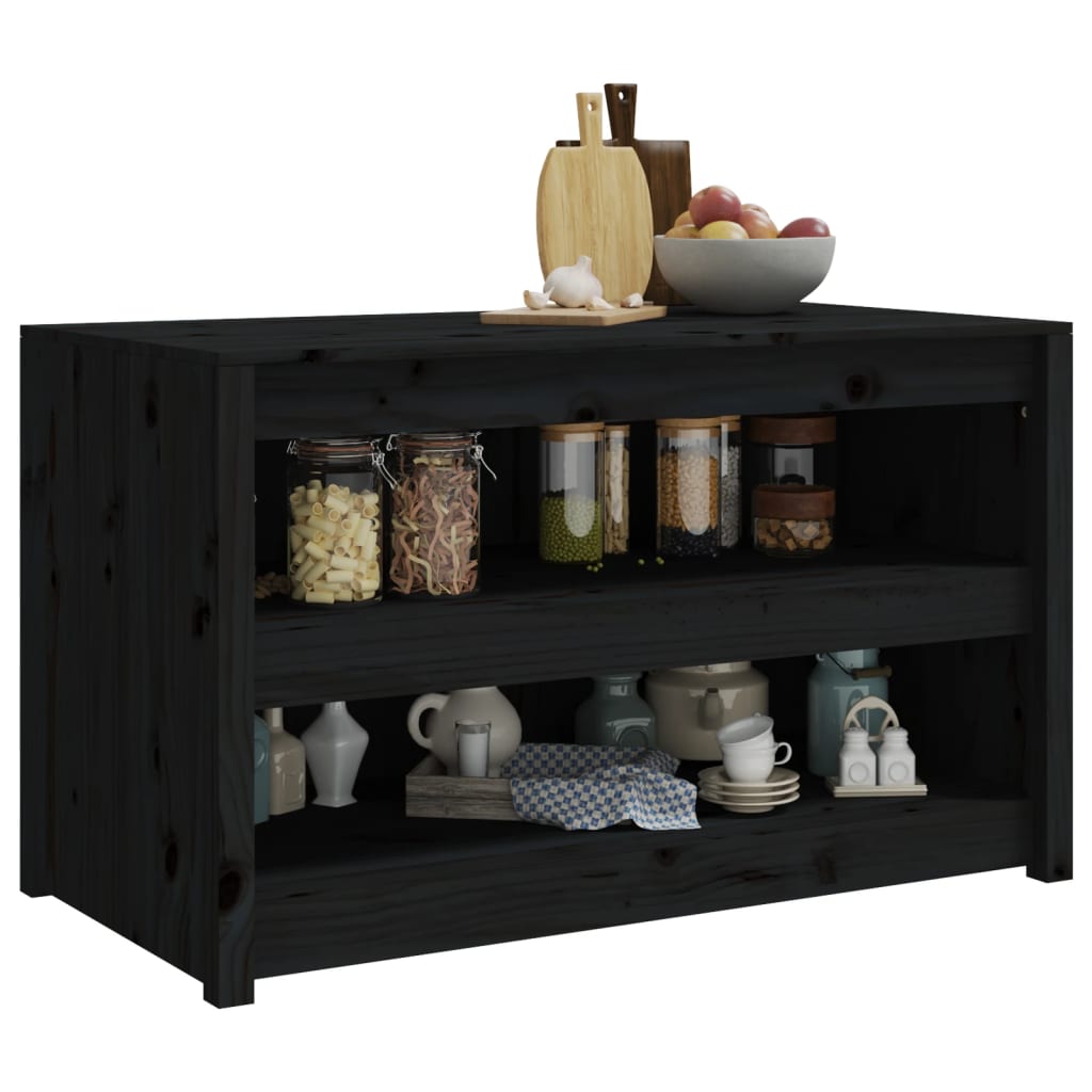 Outdoor-Küchenschrank MEPPEL Schwarz 106x55x64 cm Massivholz Kiefer
