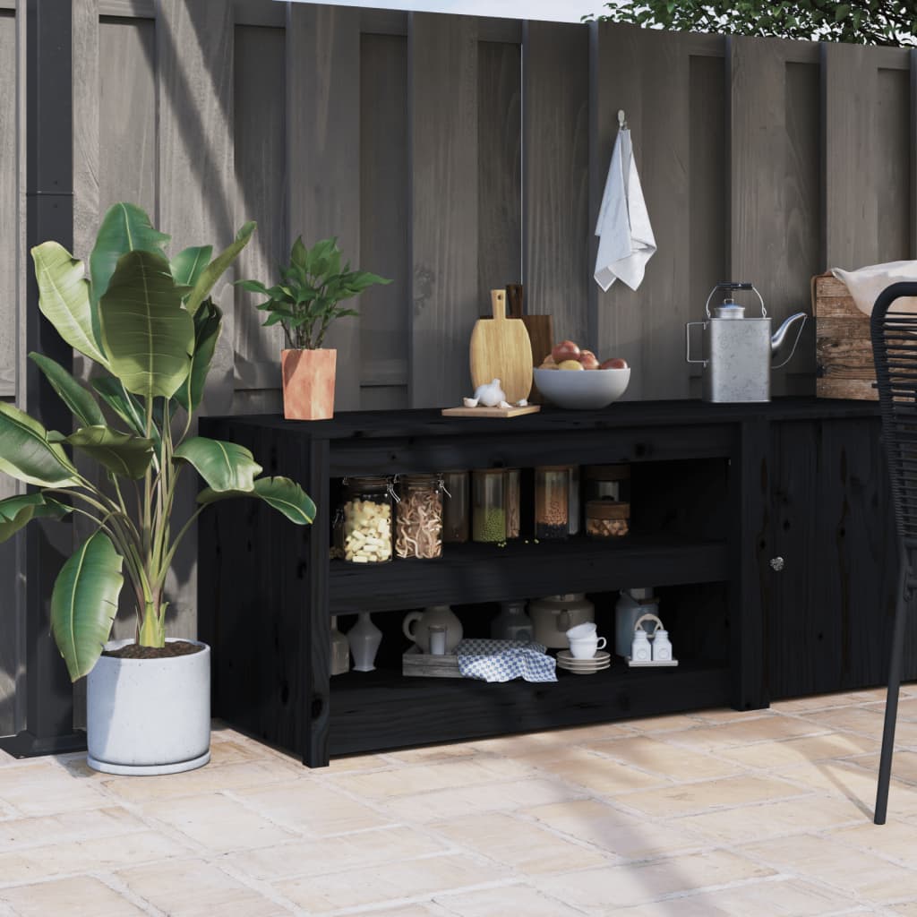 Outdoor-Küchenschrank MEPPEL Schwarz 106x55x64 cm Massivholz Kiefer