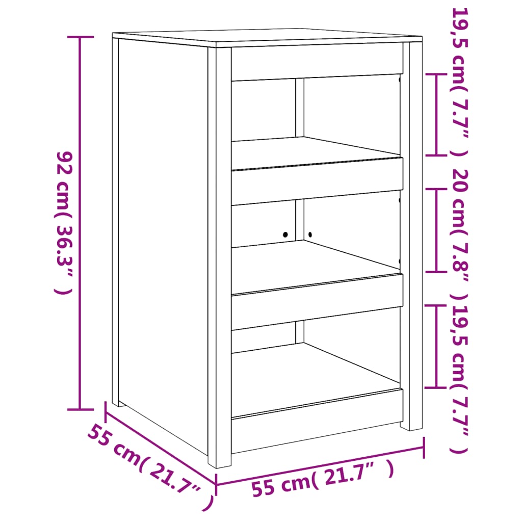 Outdoor-Küchenschrank MEPPEL 55x55x92 cm Massivholz Douglasie