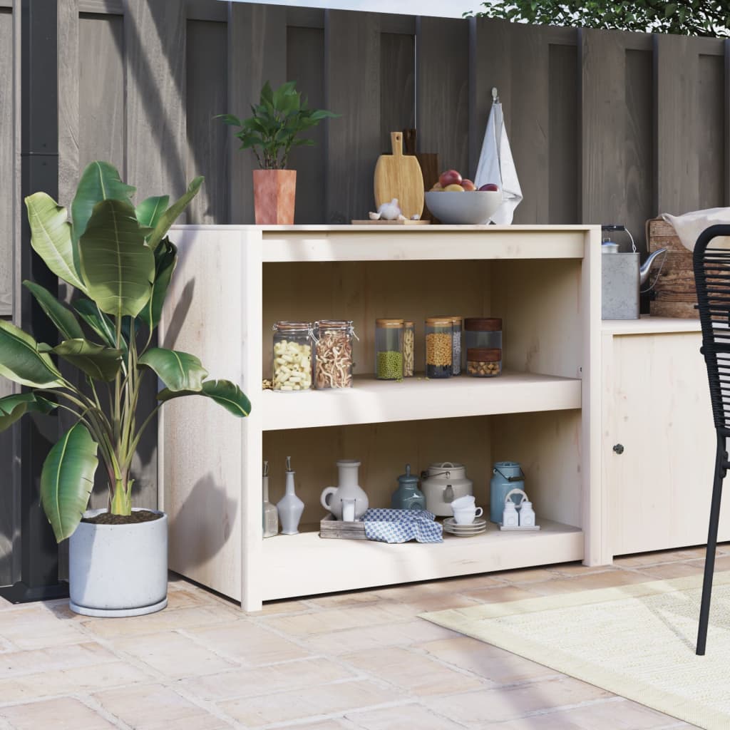 Outdoor-Küchenschrank MEPPEL Weiß 106x55x92 cm Massivholz Kiefer