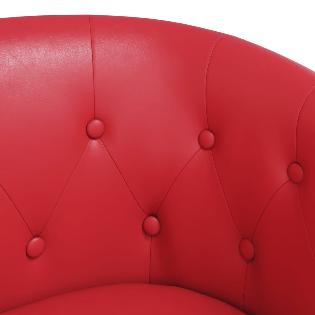 Clubsessel mit Fußhocker Rot Kunstleder