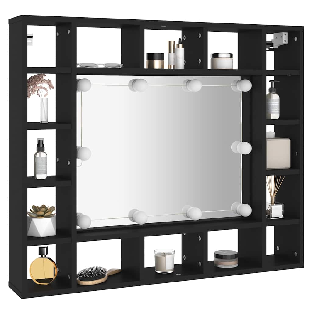 LED-Spiegelschrank Schwarz 91x15x76,5 cm
