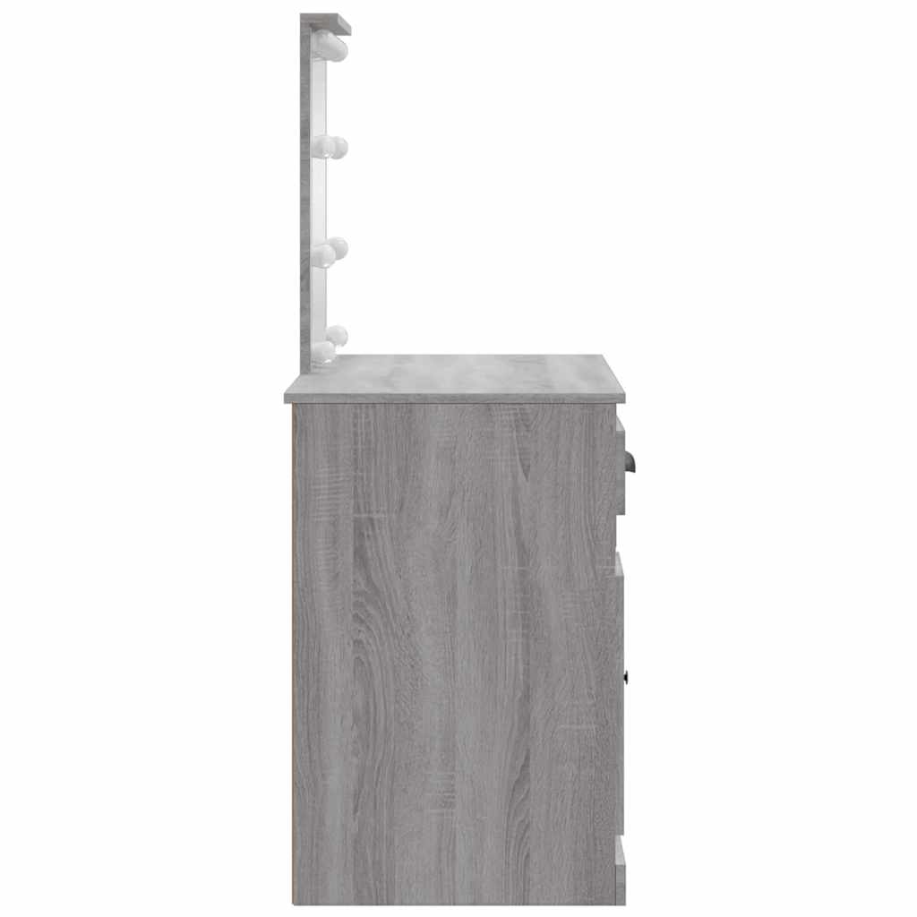 Schminktisch mit LED-Leuchten Grau Sonoma 90x42x132,5 cm