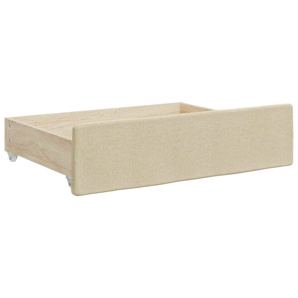 Bettschubladen 2 Stk. Creme Holzwerkstoff und Stoff