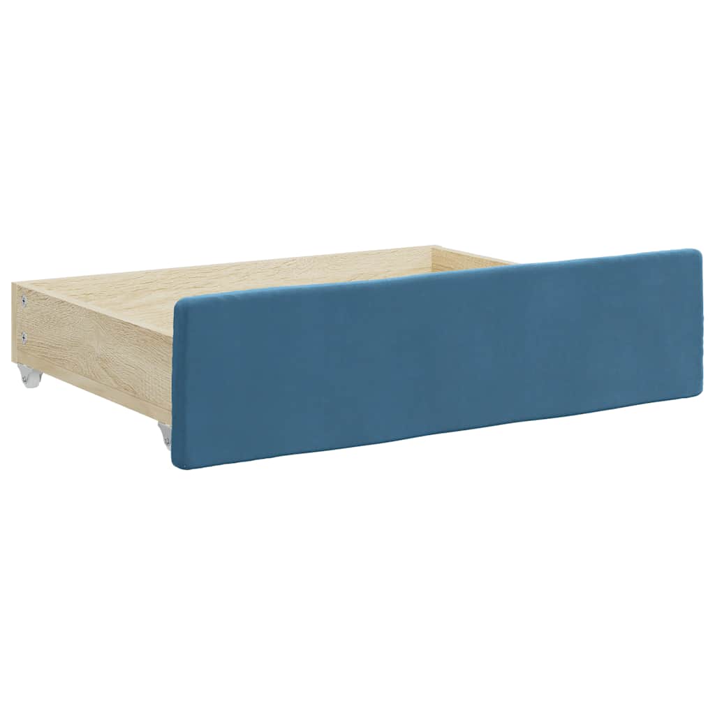 Bettschubladen 2 Stk. Blau Holzwerkstoff und Samt