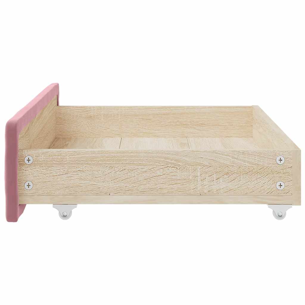 Bettschubladen 2 Stk. Rosa Holzwerkstoff und Samt