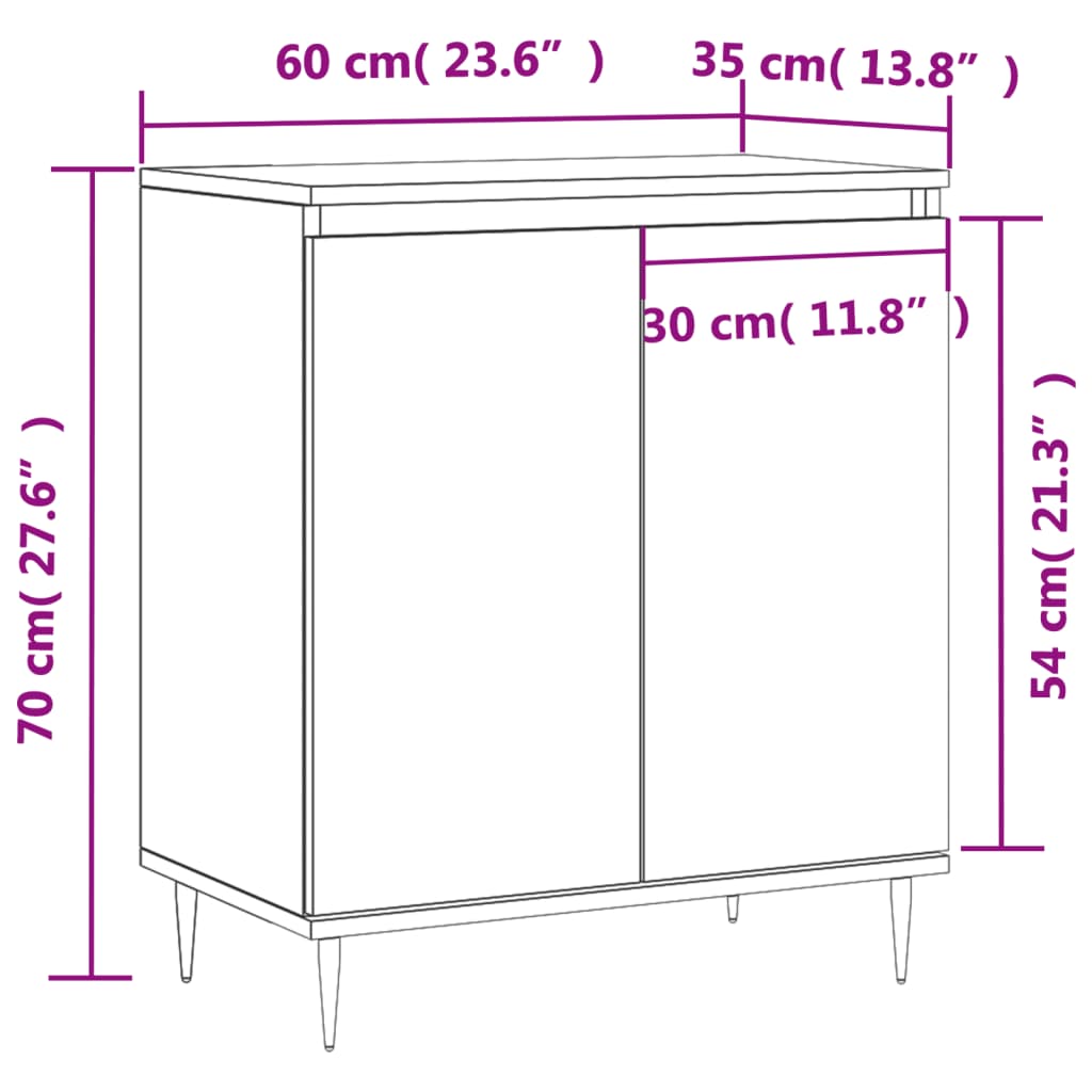 Sideboard Grau Sonoma 60x35x70 cm Holzwerkstoff
