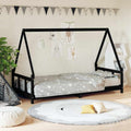Kinderbett Schwarz 90x200 cm Massivholz Kiefer
