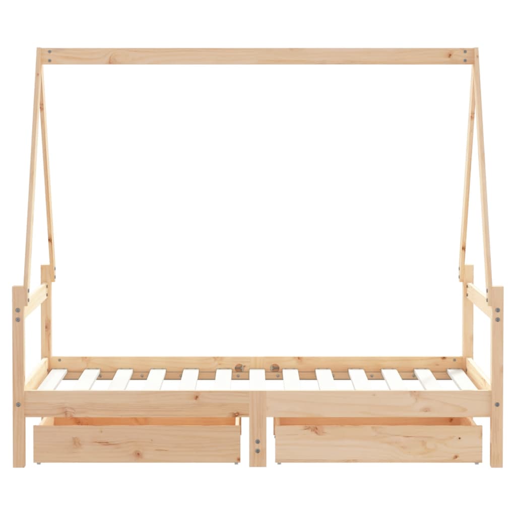 Kinderbett mit Schubladen 80x160 cm Massivholz Kiefer