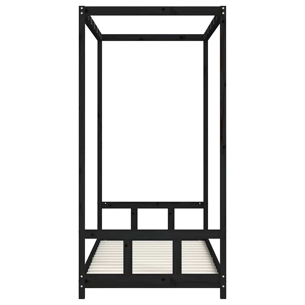 Kinderbett Schwarz 90x190 cm Massivholz Kiefer