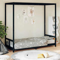 Kinderbett Schwarz 80x200 cm Massivholz Kiefer