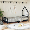 Kinderbett Schwarz 90x190 cm Massivholz Kiefer