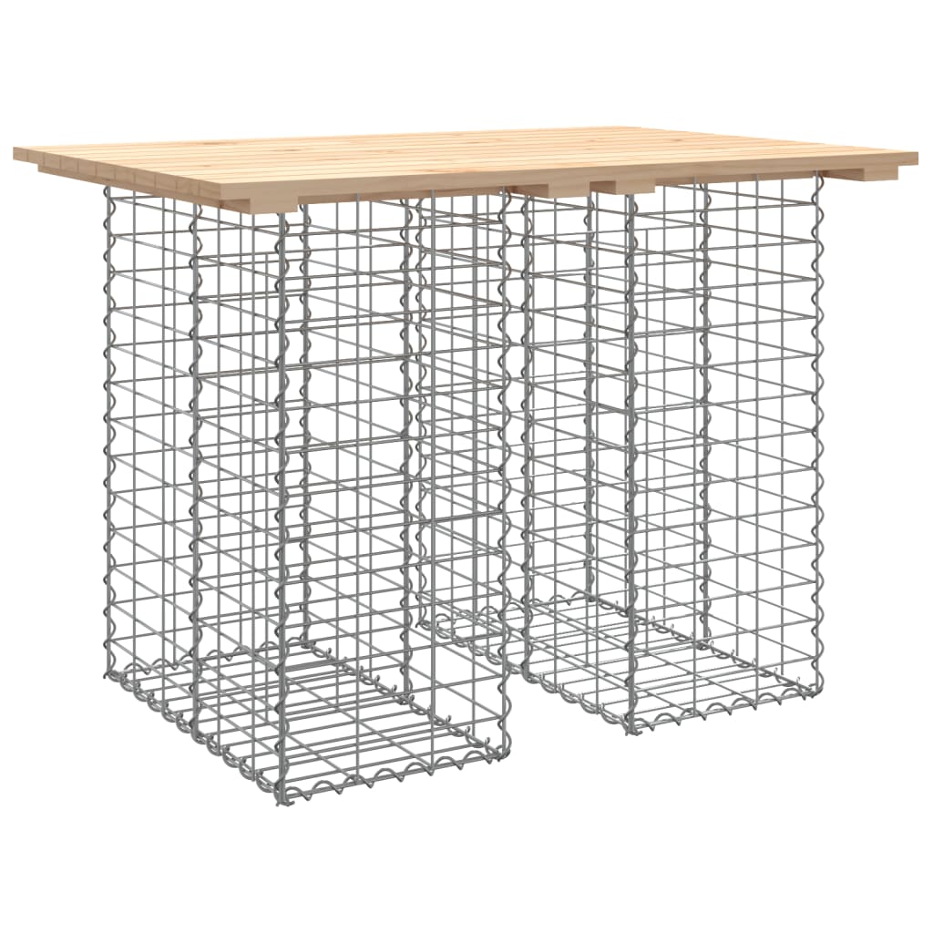Gartentisch aus Gabionen 100x70x72 cm Massivholz Kiefer