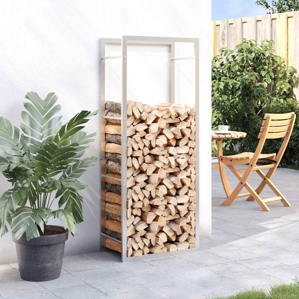 Brennholzregal 50x28x132 cm Edelstahl