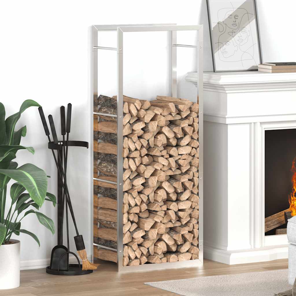 Brennholzregal 50x28x132 cm Edelstahl