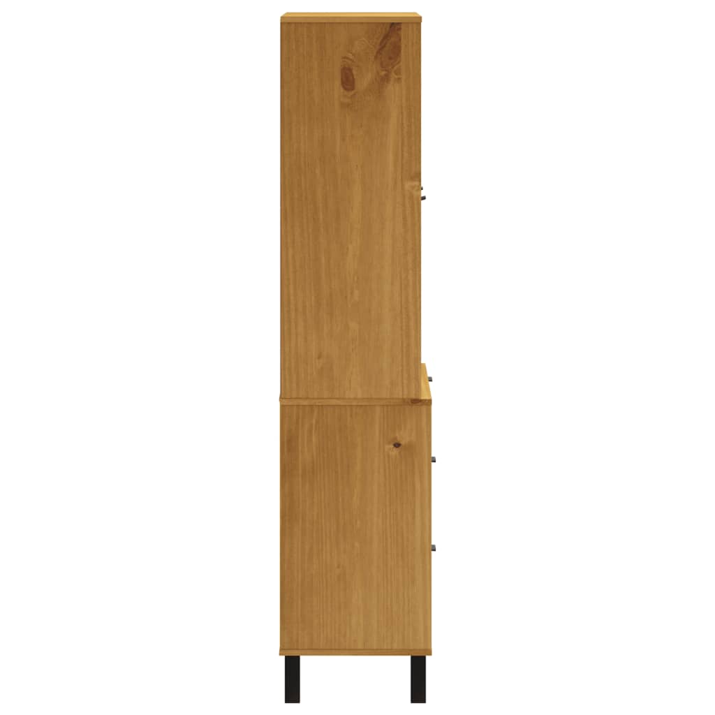 Highboard mit Glastüren FLAM 80x40x180 cm Massivholz Kiefer