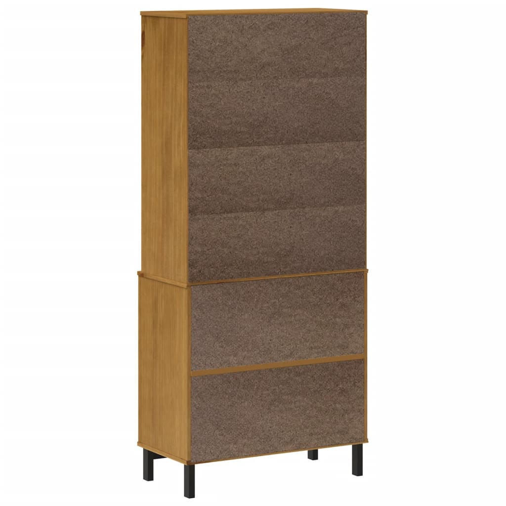 Highboard mit Glastüren FLAM 80x40x180 cm Massivholz Kiefer