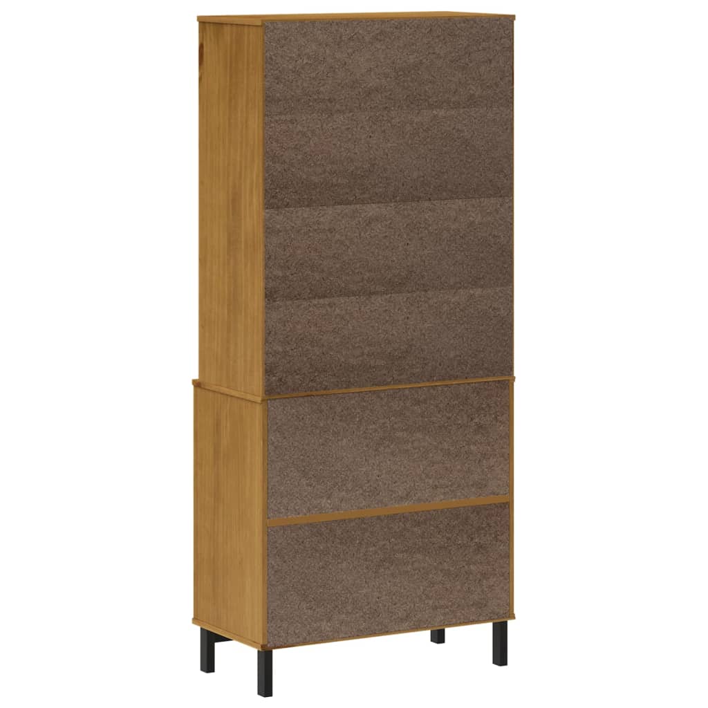 Highboard mit Glastüren FLAM 80x40x180 cm Massivholz Kiefer