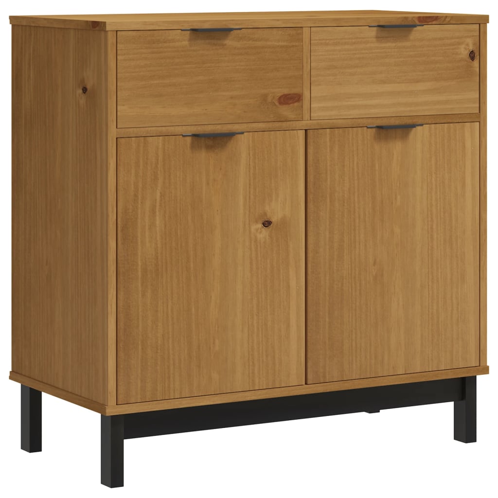 Highboard mit Glastüren FLAM 80x40x180 cm Massivholz Kiefer