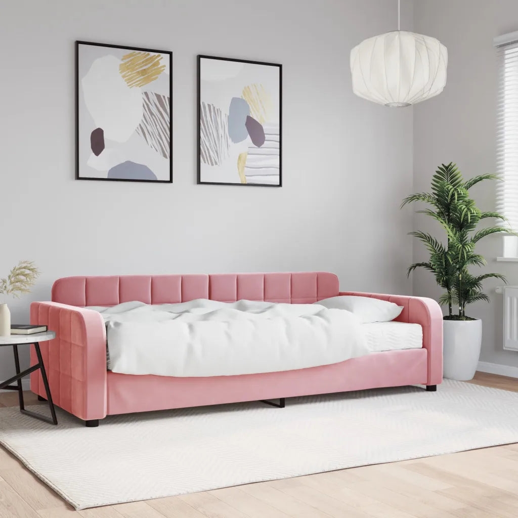 Tagesbett mit Matratze aus Samt 90 × 200 cm