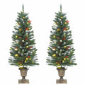 Künstliche Weihnachtsbäume 2 Stk. 100 LEDs Grün und Weiß 120 cm